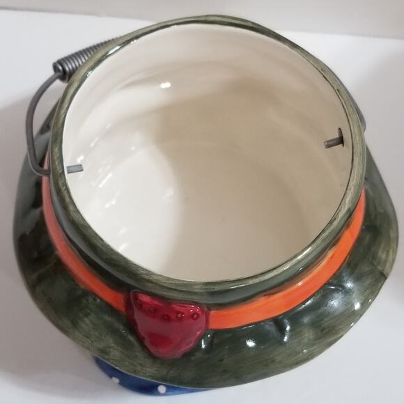 old time pottery farmer boy snowman candle holder  handle - Picture 2 of 9